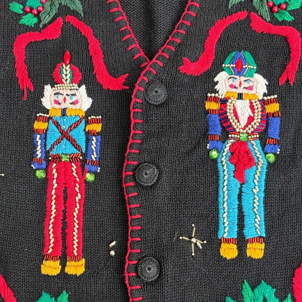 Victoria Jones Black Nutcracker Holiday Vest with Red Trim - Picture 4 of 9